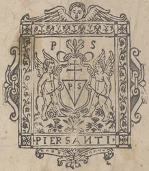 Two Putti with Shield Inscribed Pier Santi