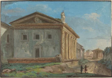 Temple of Fortuna Virilis with the Temple of Vesta in the Distance