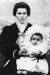 Benito Mussolini as a child with his mother Rosa Maltoni - 1884 - Benito Mussolini in the arms of his mother Rosa Maltoni