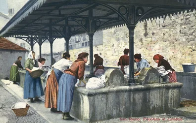 San Remo, Italy, women washing clothes