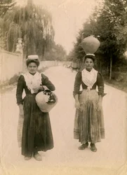 Two Young Women with Terracotta Jars, Roccaraso, Abruzzo, Italy, ca 1905