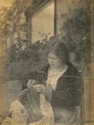 Woman Sewing Lace Dress, Italy, ca 1910