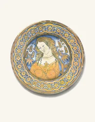 A Deruta Bella Donna Charger, c.1500-30