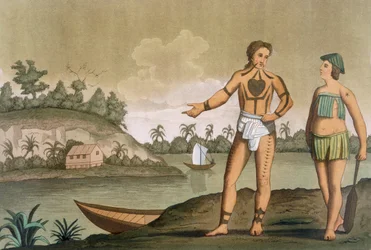 A Man and Woman of the island of Pogghy, plate no.49 from Costumi dei