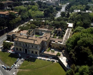 Air view of Villa Giulia in Rome, Italy