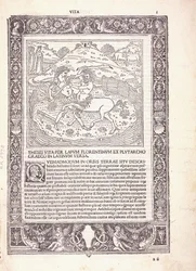 An illustrated page from a Latin edition of Plutarchus