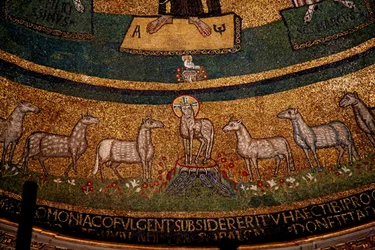 Apse mosaic with Christ as the Paschal Lamb and sheep