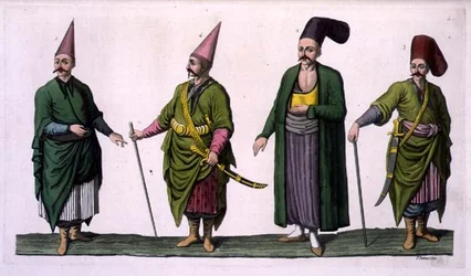 Bostandji, Khasseki and other examples of Ottoman costume, plate 5 from Part III, Volume I of 