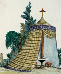 Chinese Pavilion in Garden, Circa 1810, Engraving
