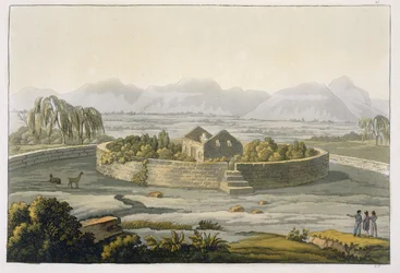 Circular Fortress of Cannar, Peru, from Le Costume Ancien et Moderne, Volume II, plate 1, by Jules Ferrario, published c.1820s-30s
