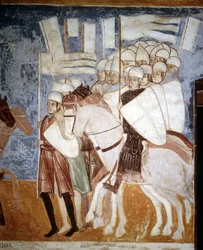 Crusaders Listening to the Speech of Ottone Visconti (Fresco by Rocca di Angera, early 14th century)