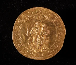 Currency of the Republic of Genoa: 25 gold doppie coin (1694)