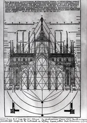 Design for Milan Cathedral, Illustration from De Architectura by Vitruvius, Como, 1521