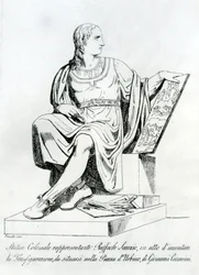 Drawing of a statue by Giovanni Ceccarini of Raffaello Sanzio da Urbino
