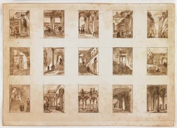 Fifteen Miniature Architectural and Italian Views
