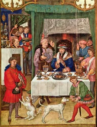 The Month of January: Rich Lord at the Table, from Breviarium Grimani, c.1515