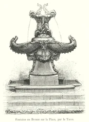 Bronze Fountain in the Square, by Tacca (engraving)