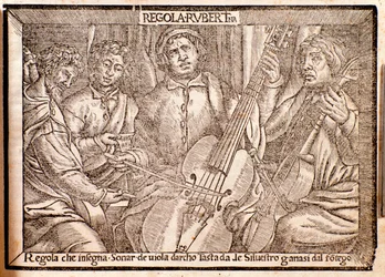 Frontispiece of Regola Rubertina treatise on viola da gamba
