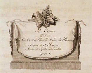 Frontispiece of musical score of Sei canoni dedicated to the Queen of Prussia