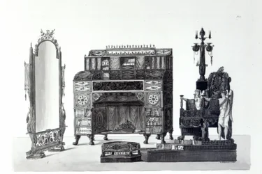 Furniture in the Grecian Style from Architectural Decorations by Gaetano Landi, engraved by G. D