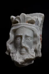 Genoa, Museum of St Augustine: fragment of crowned head, by unknown sculptor of North of France; XIII - XIV centuries