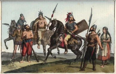Germanic tribe of the Alamans (Alemanni) - tribe of the Alemanni (Alamanni), Alamanni - engraving from “Usi e Costumi di Tutti i Popoli dell