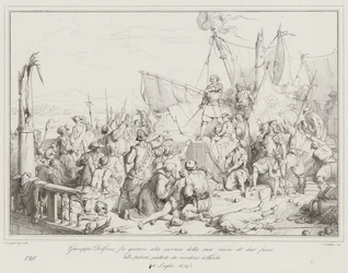 Giuseppe Dolfino makes the crew of his ship swear to set fire to the powder rather than