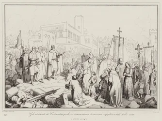 The inhabitants of Constantinople submit to the crusaders begging for their lives