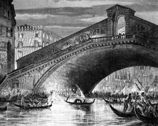 Grand Canal and the Rialto Bridge during the Carnival