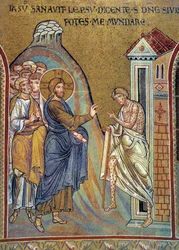 Healing the leper - mosaic, Monreale, Italy