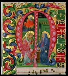 Historiated Initial M Depicting The Annunciation