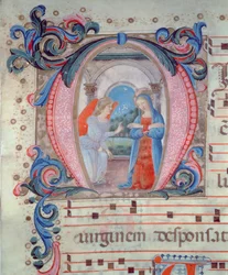 Historiated initial N with the Annunciation, Florentine School