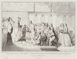 Patriarch Gio Francesco Morosini Offers, First of All, to Contribute 5000 Ducats Annually (engraving)