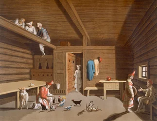Interior of a Russian peasant home, c.1820s-30s