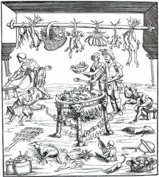 Interior of an Italian Kitchen, after Woodcut in Banchetti Compositioni di Vivende by Christoforo di Messisburgo, Published 1549