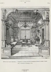 Interior of neo-Renaissance style bedroom by Possenbacher, Monaco, illustration from L