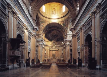 Interior view of the church of Gesu in Rome