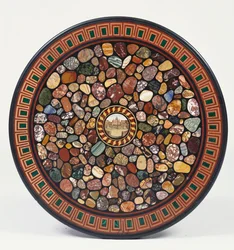 Italian specimen marble circular table top centred around a micro mosaic of St. Peter