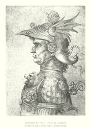 Leonardo da Vinci, Bust of a Warrior, Facsimile of a Drawing in Silverpoint, Malcolm Collection