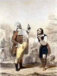 Luigi Lablache and Mario di Candia in a scene from the opera The Elixir of Love