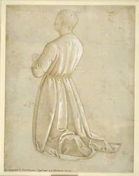 Man Kneeling in Prayer, Seen from the Back