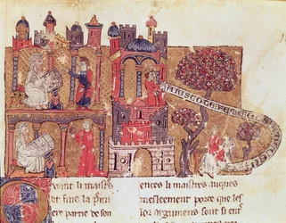 Aristotle instructs Alexander the Great in morals and in the disdain of women, from Le Livre du Tresor by Brunetto Latini