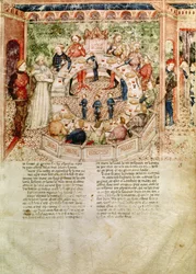 Sir Galahad is Welcomed to the Round Table, from the Queste del Saint Graal