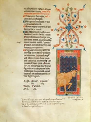 Illuminated calendar page for April