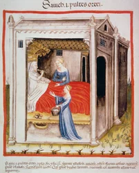 Tasting barley soup, from Tacuinum Sanitatis