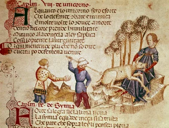 Representation of the unicorn. Miniature from 