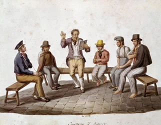 Old Neapolitan trade: the travelling reader or ballad singer, a storyteller, 19th century, Museo Nazionale di San Martino, Naples
