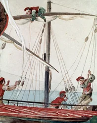 Old Neapolitan trades: a fishing boat - 19th-century watercolour - Naples, Museo Nazionale di San Martino