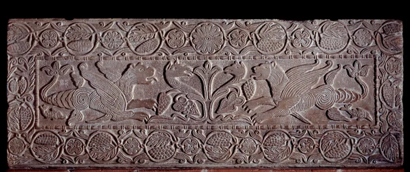Parapet of Stone Covered with Low Reliefs Representing the Tree of Life
