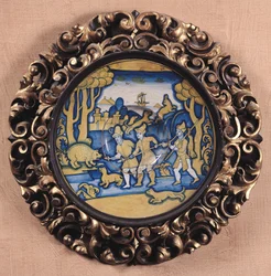 Plate decorated with a hunting scene, Deruta Workshop